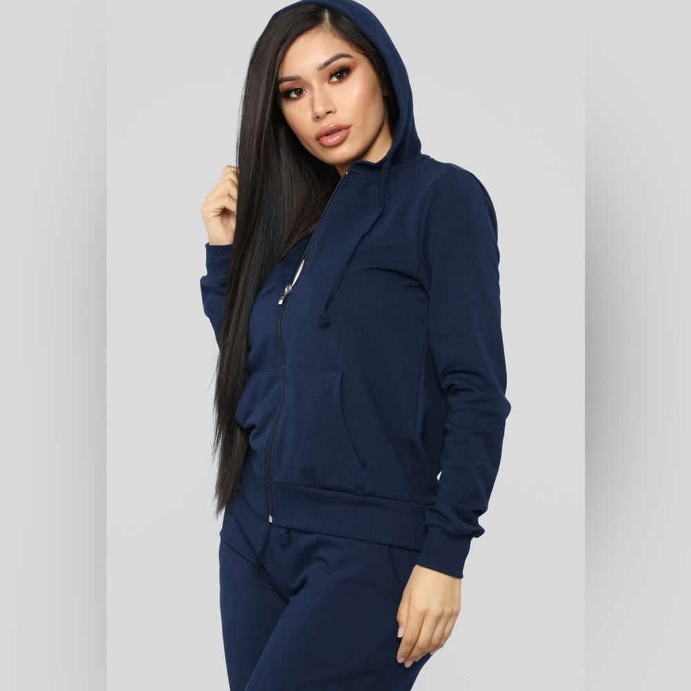 NWT 2X Fashion Nova Blue Long Sleeve Hooded Sweatshirt